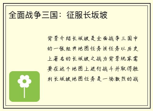 全面战争三国：征服长坂坡